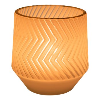 Glas Teelicht matt m.Goldrand PARIS, 10x9,5x9,5cm, weiß