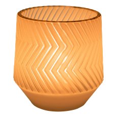 Glas Teelicht matt m.Goldrand PARIS, 10x9,5x9,5cm, weiß