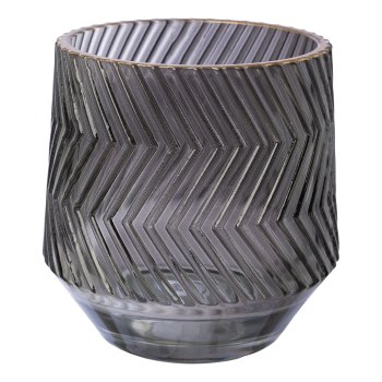 Glas Teelicht m.Goldrand INTO THE FORREST, 10x9,5x9,5cm, schwarz
