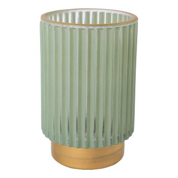 Glass tealight with gold rim UDINE, 7x8x8cm, light green