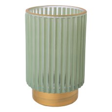 Glass tealight with gold rim UDINE, 7x8x8cm, light green