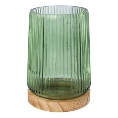 Glass lantern on wooden base 3