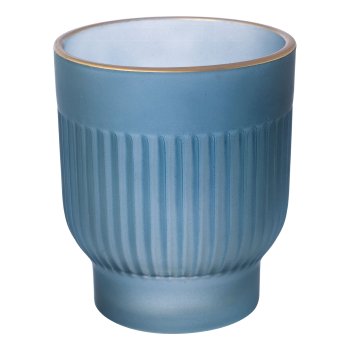 Glass jar conical mat with gold rim MALAGA, 8,5x7,2x7,2cm, blue