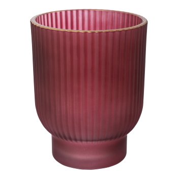 Glas Gefäß konisch matt m.Goldrand MALAGA, 10x9x9cm, rot