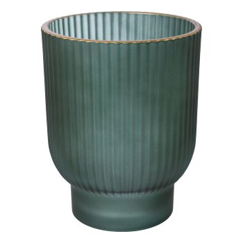 Glass conical matte with gold rim MALAGA, 12,5x10x10cm, green