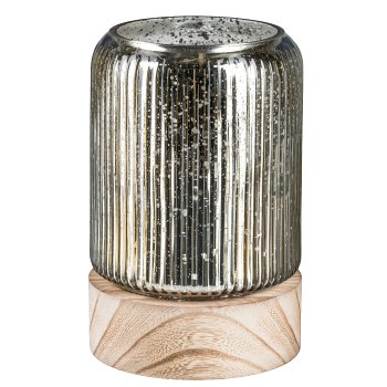 Glass lantern on wooden base OPUS, 17,5x11,5x11,5cm, gold