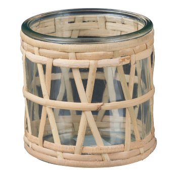 Glass Lantern w.Rattan Parade XXX, 10x10cm, natural