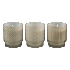 Glass Tealight with Wax Filled Vanilla Scent 3 assorted, 5,6x6,7cm//75grams Soy Wax,