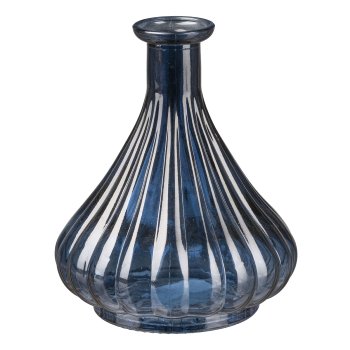 Glas Vase bauchig MADONNA, 12x14cm, Royalblau