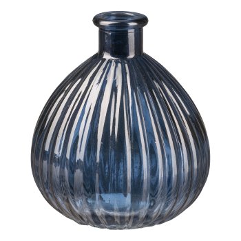Glas Vase bauchig MADONNA, 13x15cm, Royalblau