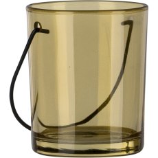 Glas Windlicht LOLLIPOP mit Henkel, 7x8,5cm, gelb