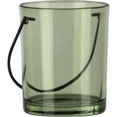 Glas Windlicht LOLLIPOP mit Henkel, 7x8,5cm, grün