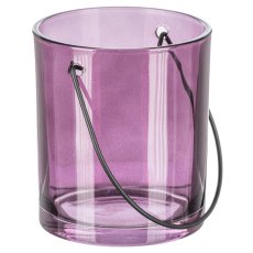 Glass lantern with handle LOLLIPOP, 9x10cm, aubergine
