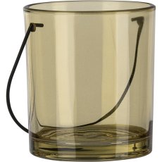 Glas Windlicht LOLLIPOP mit Henkel, 9x10cm, gelb