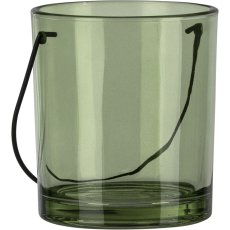 Glas Windlicht LOLLIPOP mit Henkel, 9x10cm, grün
