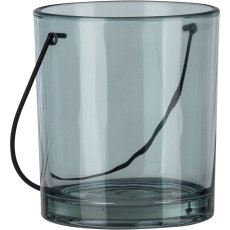 Glass lantern LOLLIPOP with handle, 9x10cm, blue