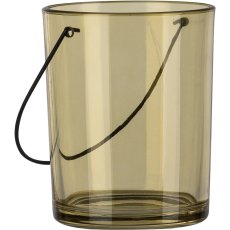 Glas Windlicht LOLLIPOP mit Henkel, 10x12,5cm, gelb