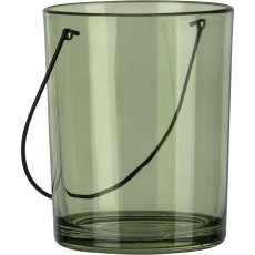 Glas Windlicht LOLLIPOP mit Henkel, 10x12,5cm, grün