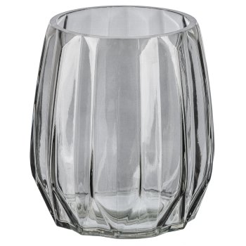 Glass Vase Grooved Bulbous PRAG, 12x12cm, Dark Brown