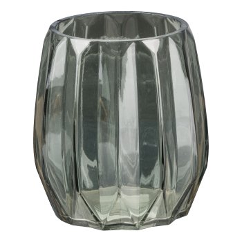 Glass Vase Grooved Bulbous PRAG, 12x12cm, Dove Blue