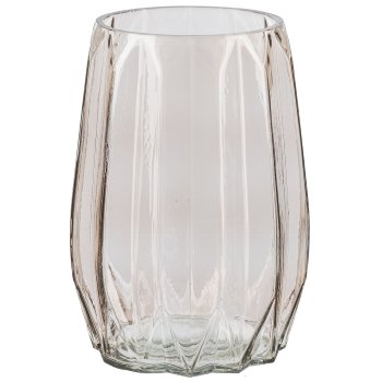 Glass vase PRAG, fluted bulbous, 14x19cm, macchiato