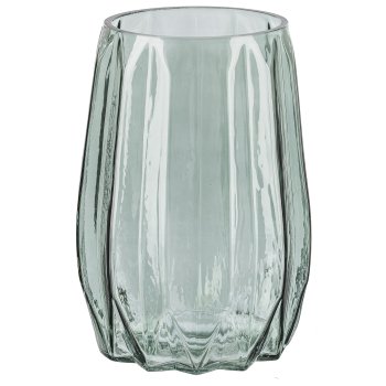 Glass Vase Grooved Bulbous PRAGUE, 14x19cm, Dove Blue