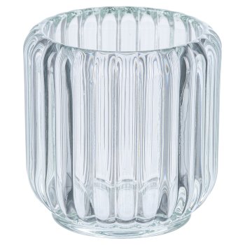 Glass tealight PETERSBURG, 3 assorted, 8.5x8.5cm, clear