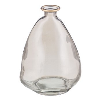 Glas Vase, m.Goldrand, LIVIO 8x7x12cm, Warmgrau
