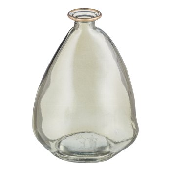 Glas Vase, m.Goldrand, LIVIO 8x7x12cm, Khaki