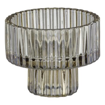 Glass candle holder, BRANDAO 6,5x6,5x5m,5cm, Khaki