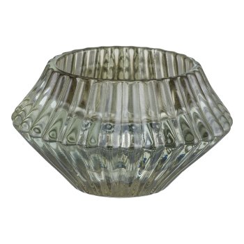 Glass tealight holder, ROMARO 7.5x7.5x4.5cm, khaki