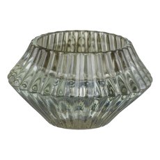 Glass tealight holder, ROMARO 7.5x7.5x4.5cm, khaki