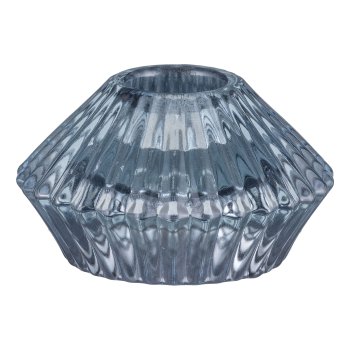 Glass tealight holder, ROMARO 7.5x7.5x4.5cm, dove blue