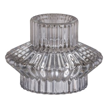 Glass candle holder, ZAMPRANA 8x8x85.5cm, smoky grey