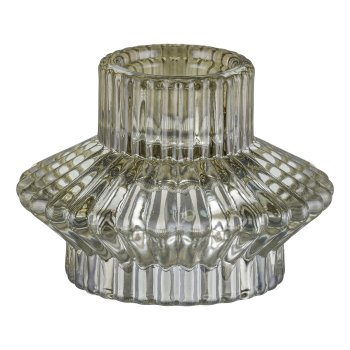 Glass candle holder ZAMPRANA, 8x8x85.5cm, khaki