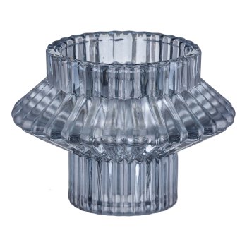 Glass candle holder, ZAMPRANA 8x8x85.5cm, dove blue