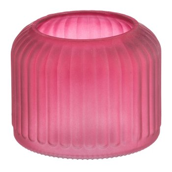 Glas Windlicht Gefäß, matt 11x11x9cm, Magenta