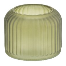 Glass lantern vessel, matt 11x11x9cm, khaki