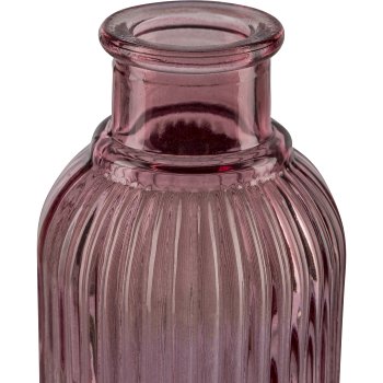 Glass bottle vase, fluted, mini, 4.5x7.5cm, pale pink