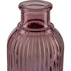 Glass bottle vase, fluted, mini, 4.5x7.5cm, pale pink