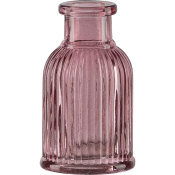 Glass bottle vase, fluted, mini, 4.5x7.5cm, pale pink