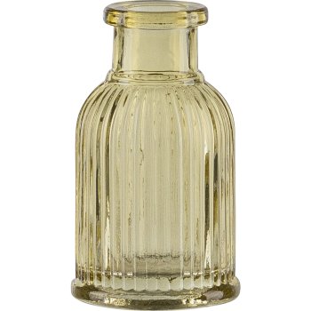 Glass bottle vase, fluted, mini, 4.5x7.5cm, yellow