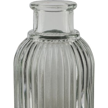 Glass bottle vase, fluted, mini, 4.5x7.5cm, light green