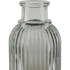 Glass bottle vase, fluted, mini, 4.5x7.5cm, light green