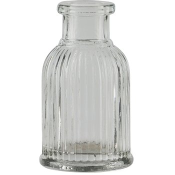 Glass bottle vase, fluted, mini, 4.5x7.5cm, light green