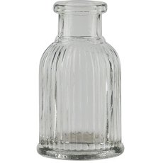 Glass bottle vase, fluted, mini, 4.5x7.5cm, light green