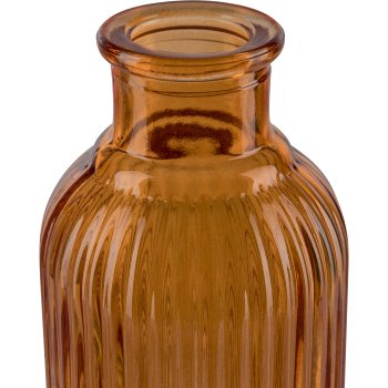 Glas Flaschenvase, gerillt, mini, 4,5x7,5cm, orange