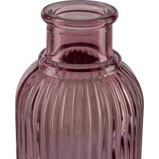 Glas Flaschenvase, gerillt, mini, 5,5x10cm, rosa