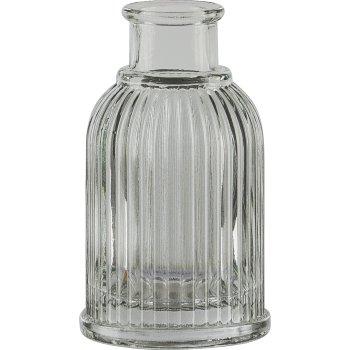 Glas Flaschenvase, gerillt, mini, 5,5x10cm, hellgrün