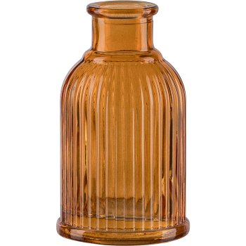 Glass bottle vase, fluted, mini, 5.5x10cm, orange